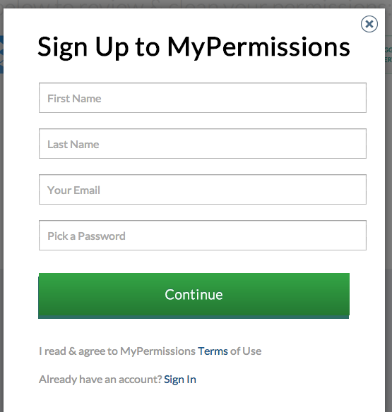 MyPermissions Register